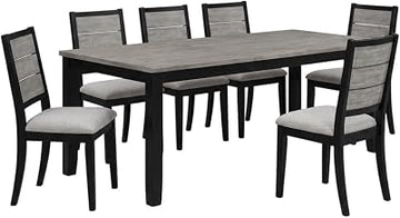 Furnifact Wood Farmhouse Dining Table Set 7-Piece with Extension Leaf, Kitchen Table and Chairs for Dining Room, Black
