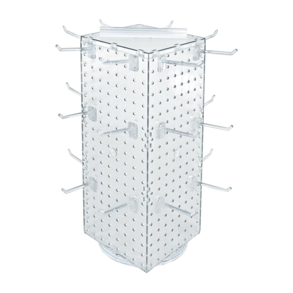Azar Displays Pegboard + Hooks / Clear / 8 inches (W) x 8 inches (D) x 20 inches (H) Display Racks