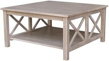 Furnifact Washed Gray Taupe Coffee Table Hardwood Construction Durable Design with Easy Care Surface for Living Room and Home Décor