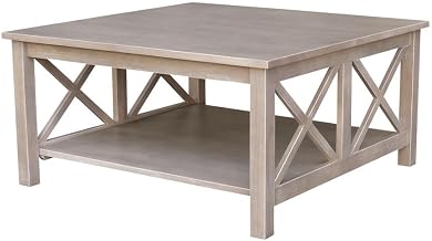 Furnifact Washed Gray Taupe Coffee Table Hardwood Construction Durable Design with Easy Care Surface for Living Room and Home Décor