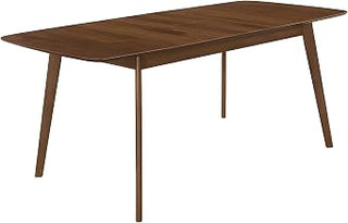 Furnifact Wooden Mid-Century Modern Dining Table with Extension Leaf, Expandable Kitchen Table for Dining Room Set, Natural Walnut