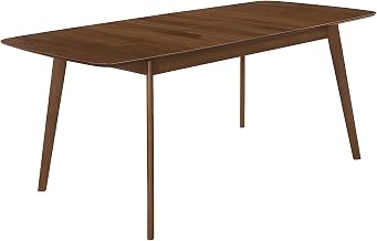 Furnifact Wooden Mid-Century Modern Dining Table with Extension Leaf, Expandable Kitchen Table for Dining Room Set, Natural Walnut