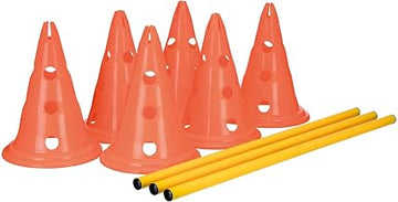 TRIXIE Dog Agility Hurdle Cone Set – 6 x Cones, 3 x Agility Rods