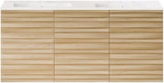 Swiss Madison Cascade 48" Wall-Mounted Bathroom Vanity in Natural Oak with 3-Hole Widespread Double Basin Sink Top
