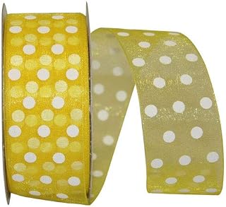 Reliant Ribbon 25473-640-09J Sheer Dot Glee Rd Ribbon, 1-1/2 Inch X 25 Yards, Lemon
