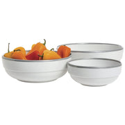 White Serving Bowl with Silver Trim - 7 7/10"Dia x 2 3/5"H by HUBERT – Melamine, White, Model M2063-SILVERRIM