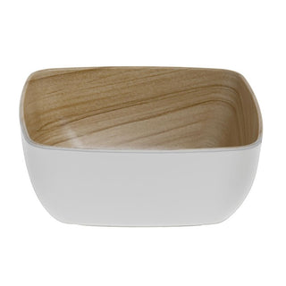 White Melamine Bowl with Light Wood Inside - 7"L x 6 3/4"W x 3"H by HUBERT – 7.0 liters, Melamine, White, Model M2389-WHT/LT WD