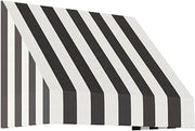 AWNTECH 4.375 Ft New Yorker Rigid Valance Style Door/Window Awning Fixed Outdoor Canopy 52.5 Inch W x 56 Inch H x 36 Inch Proj, Black and White Stripe
