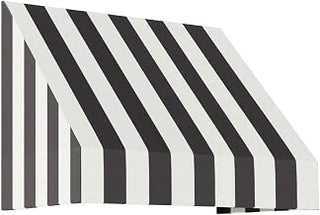 AWNTECH 4.375 Ft New Yorker Rigid Valance Style Door/Window Awning Fixed Outdoor Canopy 52.5 Inch W x 56 Inch H x 36 Inch Proj, Black and White Stripe