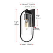 Jaxson One Light Outdoor Wall Sconce Black by Lighting Design – Iron, Black