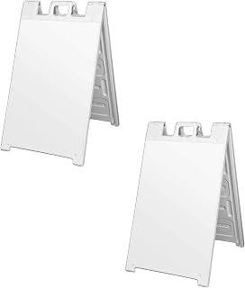 Plasticade Signicade Deluxe A Frame Sidewalk Curb Sign Portable Folding Double Sided Display with Quick Change System for Store Signs, White (2 Pack)