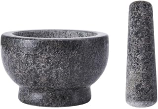 Farberware Small Granite Mortar and Pestle Set - Durable Stone Bowl for Grinding Spices, Herbs, and Garlic Powder - Oversize Handle for Easy Grip - Perfect for Guacamole and Kitchen Prep