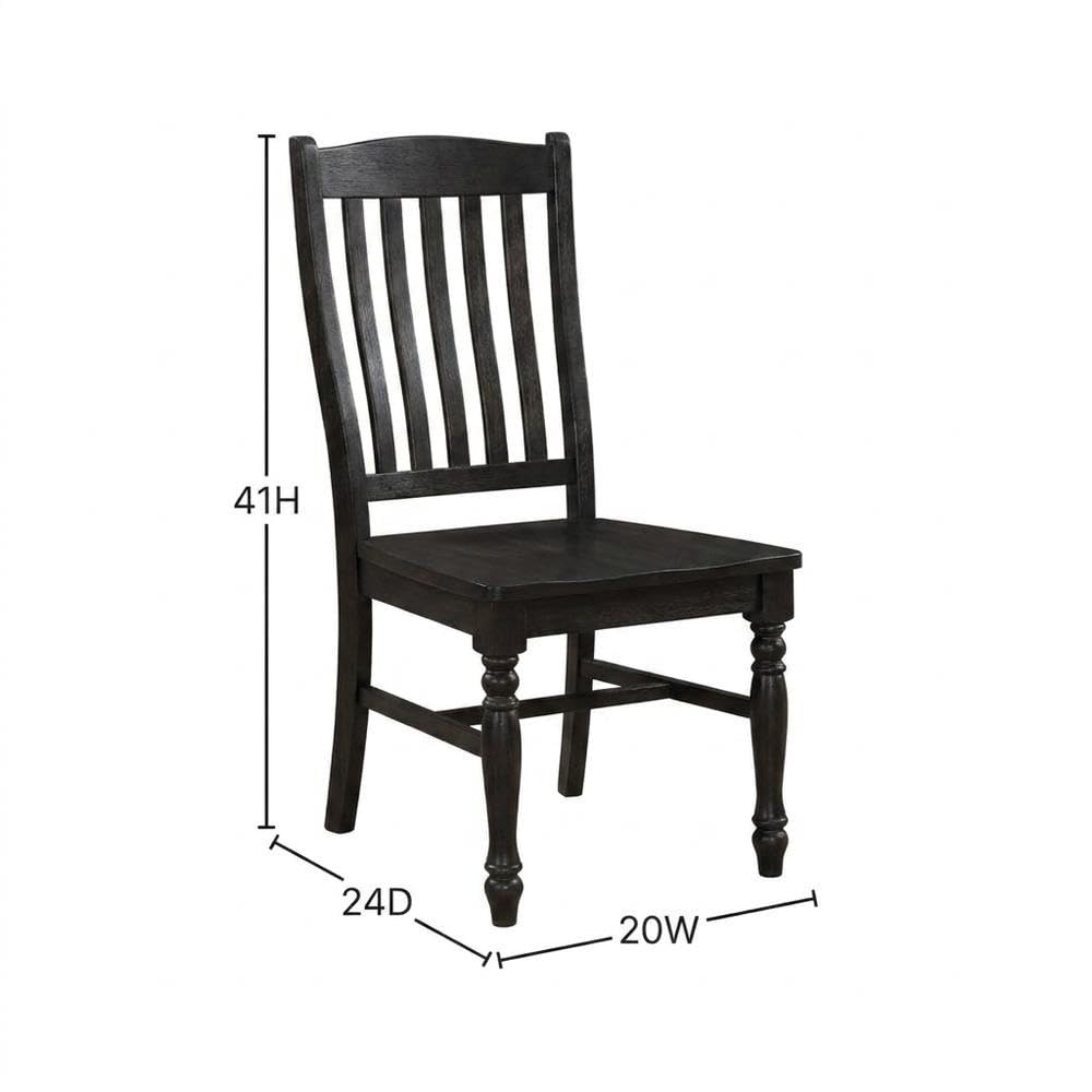 Rubberwood Solid Wood Side Chair with Slat Back by Starlight Canyon Home – Solid + Manufactured Wood, Black