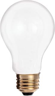 Satco S3950 25W A19 Incandescent Bulb, Frosted, E26 Base, 2 Pack, White