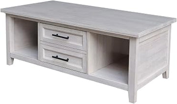 IC International Concepts Solid Wood Sanibel Coffee Table with Casters