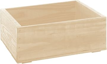 HUBERT Wood Display Crate Rectangular Oak Stained - 14 3/4"L x 11 1/4"W x 5 7/8"H