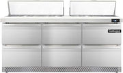 SW72-18-FB-D Sandwich Unit, 72" W, With 18 Pan Top Openings, Front Breathing & Six Drawers