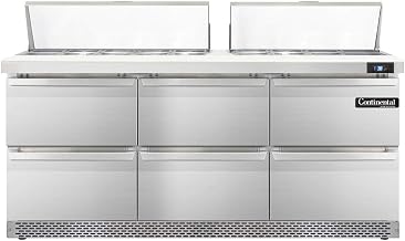 SW72-18-FB-D Sandwich Unit, 72" W, With 18 Pan Top Openings, Front Breathing & Six Drawers