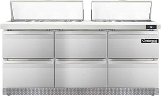 SW72-18-FB-D Sandwich Unit, 72" W, With 18 Pan Top Openings, Front Breathing & Six Drawers