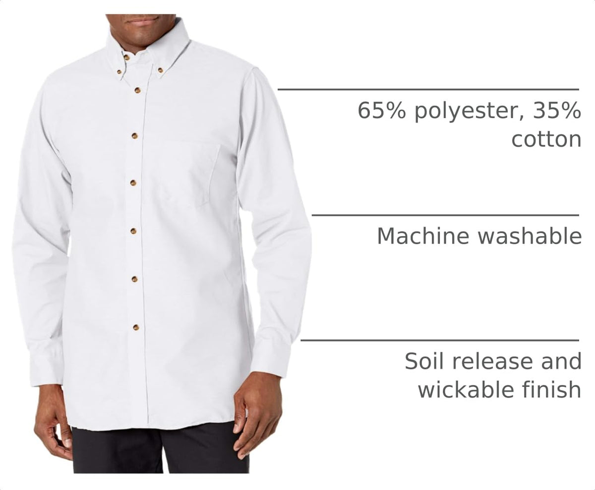 Men's Poplin Dress Shirt by Red Kap – XX-Large Tall, Cotton Blend, White, Model SP90WH