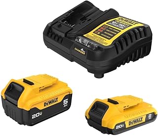 DEWALT DCB225-2CR 20V MAX Lithium-Ion Battery Kit 2 Ah and 5 Ah with Charger (Renewed)