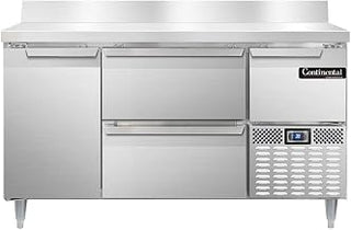 DLRA60-SS-BS-D Designer Line Refrigerated Base Worktop Unit, 60" W, Full Stainless, Backsplash & Two Drawers