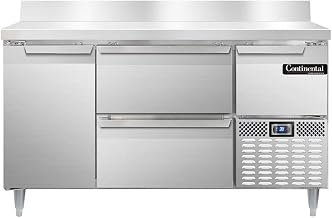 DLRA60-SS-BS-D Designer Line Refrigerated Base Worktop Unit, 60" W, Full Stainless, Backsplash & Two Drawers