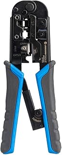 Jonard Tools UC-4569 Pass-Through 6-in-1 Modular All-in-One Cut, Strip, and Crimping Tool for Video, Telecom, Datacom and More, Blue
