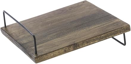 HUBERT Square Mango Wood and Black Iron Slant Riser -12"L x 12"W x 3"H