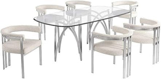 78" x 42" Rounded Rectangular Clear Glass Dining Set