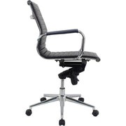 Bonded Leather Conference Chair by Global Industrial – Aluminum, Black, Model 9250M-ANT
