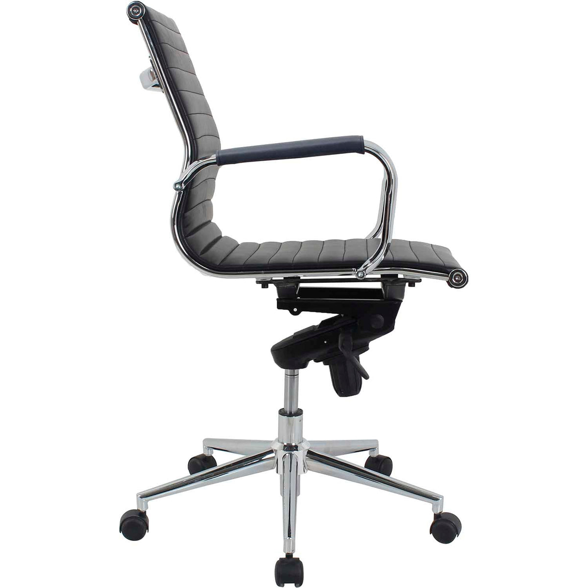 Bonded Leather Conference Chair by Global Industrial – Aluminum, Black, Model 9250M-ANT