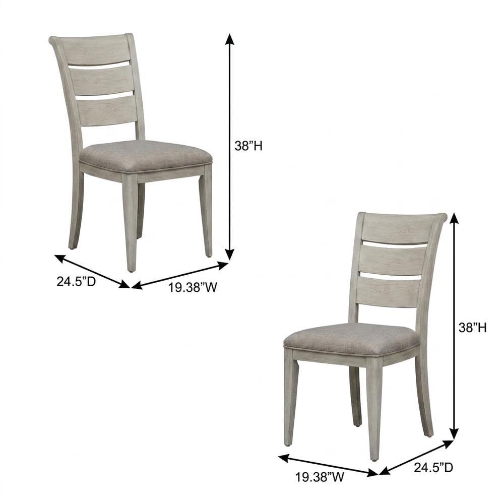 Linen-Upholstered Ladder Back Side Chairs Set of by Starlight Canyon Home – Solid + Manufactured Wood, White, Pack of 2