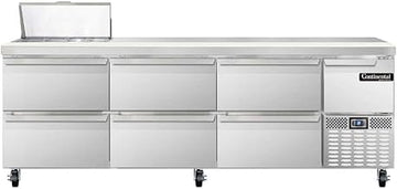 CRA93-8-D Refrigerated Base Sandwich Unit, 93" W, With 8 Pan Openings & Drawers
