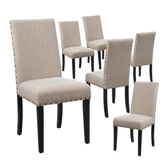 Solid Wood Dining Chairs Set of by Starlight Canyon Home – Solid + Manufactured Wood, Beige, Pack of 6