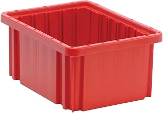 QUANTUM STORAGE SYSTEMS DG91050RD Dividable Grid Storage Container, Heavy-Duty Stackable Plastic Parts Bin for Warehouse, Assembly & Industrial Organization, 10-7/8" x 8-1/4" x 5", Red, 20-Pack