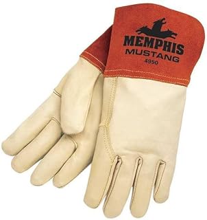 MCR Safety Mustang Welding Gloves, Gauntlet Cuff, Wing Thumb, Premium Goatskin, L, 1 PR 4950L - 1 Each