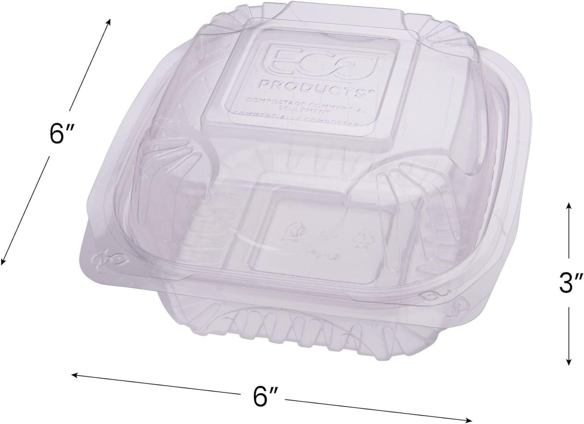 Eco-Products 6 inch Clear Clamshell - Case of by ECO PRODUCTS – PLA Plastic, Clear, Pack of 3, Model 644632901283
