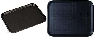 Carlisle FoodService Cafeteria Trays Bundle - 17.87 x 14 x 0.98 Inches and 12 x 16 Inches Black Plastic Trays