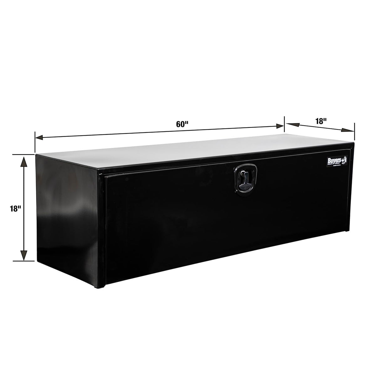Buyers Products Company Black Gloss / 18 x 18 x 60 Inches / Rectangular, metal, hinged lid, smooth black powder-coated finis Truck Bed Toolboxes