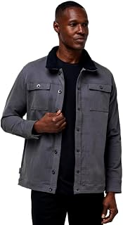 TravisMathew Men's Cloud Denim Sherpa Jacket, Grey Pinstripe