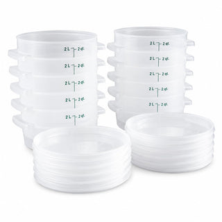 2 Qt. Round Food Storage Container with Lid by Glownary – 2.0 quarts, Polypropylene, Translucent, Pack of 12, Model 247rtn2kt12