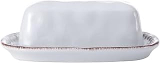 Pfaltzgraff Canyon Bead Stoneware Covered Butter Dish with Lid, 7 Inch, White