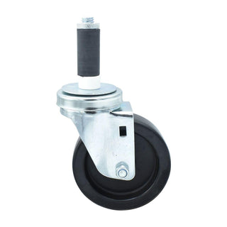 BK Resources 4" Polyolefin 1" Expanding Stem Swivel Caster for Work Tables – 4", Polyolefin, Zinc Plated, Silver, Model 4SBR-1RA-LDP
