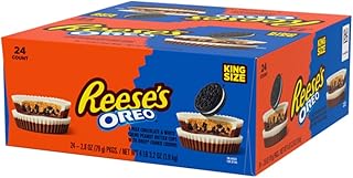 Reese's Peanut Butter Cups with OREO Pieces King Size, 2.8 oz, Pack of 24 (4 Cups per Pack) – Milk Chocolate Candy with Peanut Butter & Crunchy OREO Cookie Bits, Individually Wrapped