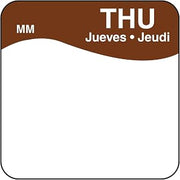 DayMark Safety Systems DayMark MoveMark Day of The Week Trilingual Removable Label, Thursday, 1" x 1", Brown (Roll of 1000)