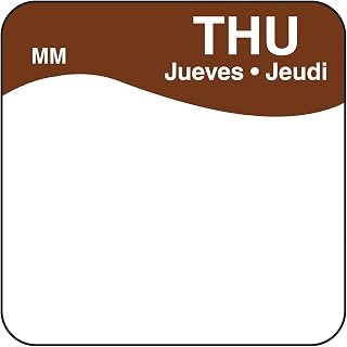 DayMark Safety Systems DayMark MoveMark Day of The Week Trilingual Removable Label, Thursday, 1" x 1", Brown (Roll of 1000)