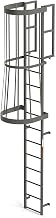 EGA FC12 Steel Fixed Cage Ladder, 12 Step, Gray
