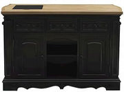 Furnifact Acacia Butcher Block Kitchen Island with Drawers and Adjustable Shelves, Towel Bars, Island Table for Kitchen with Storage, Black