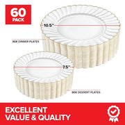 Stock Your Home Ivory & Gold / 60 / 60 Count Plates